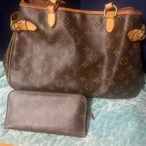 Louis Vuitton Bag and Wallet - Brown Designer Tote and Wallet Set